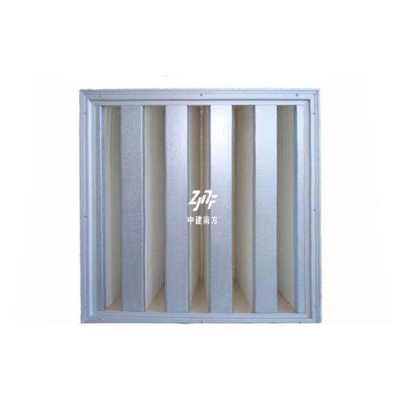 Galvanized Steel Frame V Bank HEPA Filter , 0.3um HEPA Pleated Air Filter H13 High Dust Capability