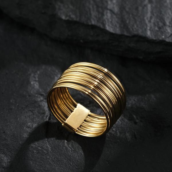 Simple Glossy Spherical Stainless Steel Ring Gold Plated Stainless Steel Fashion Rings
