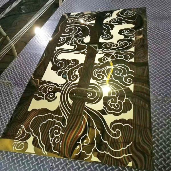 Quality PVD Stainless Steel Etching Sheet Aisi Color Coated Gold Decorative Elevator for sale