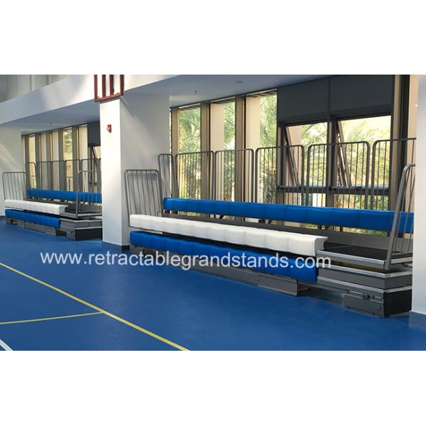 3 Rows Retractable Tribune Bench Seating Manually Operated For Tennis Court