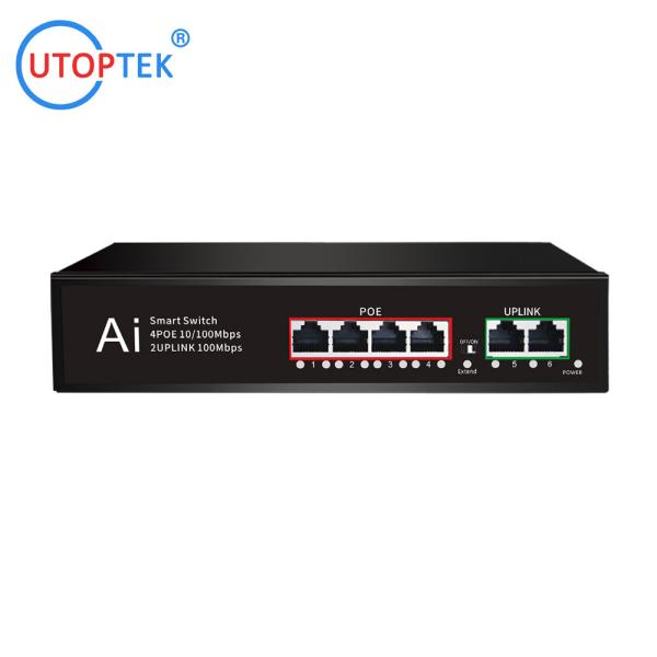 10/100M 4 port POE+2 UPlink ieee802.3af/at POE Etherent switch for CCTV Network system