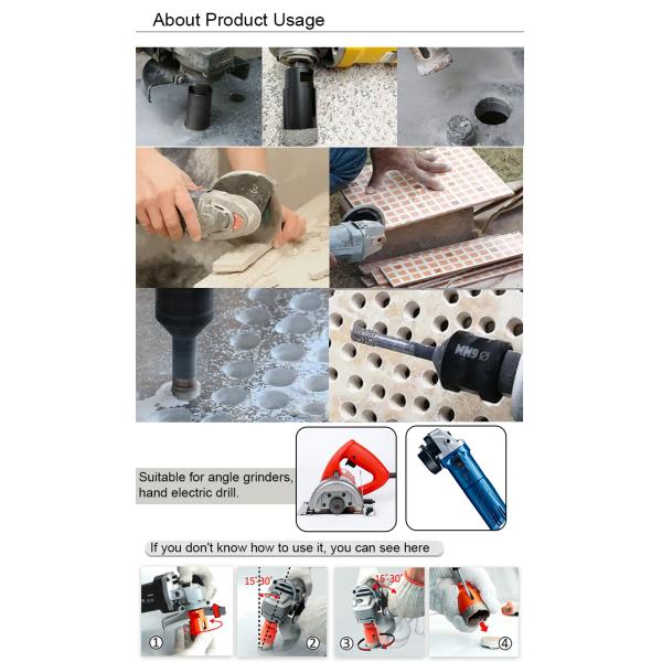 Vacuum Brazed Coring Drilling Hole Saw Set Diamond Crowns Core Drill Bit For Ceramics Tiles Marble Granite Porcelain