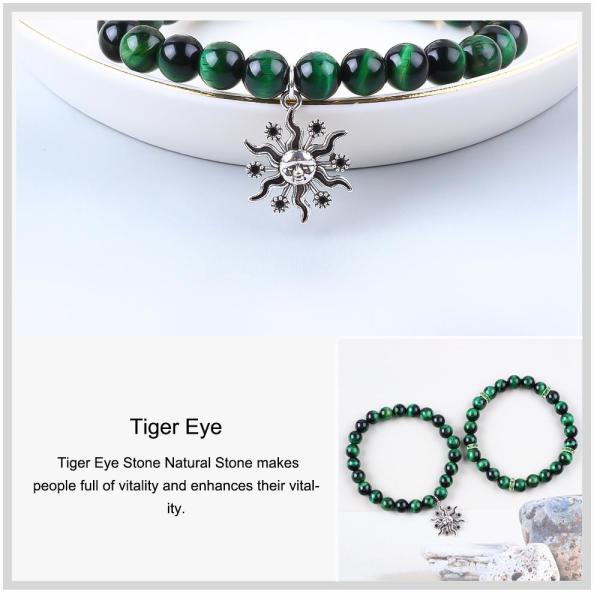Handmade Round Green10mm Tiger Eye Bead Bracelet Crystal Healing