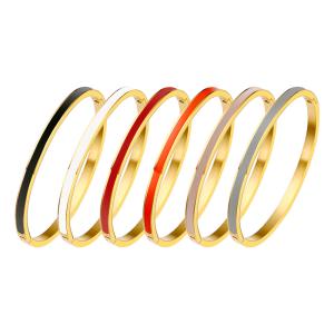 China White Enamel Multi Color Hearts Girls Bangle Bracelet Ivy And Max Gold Finish on sale