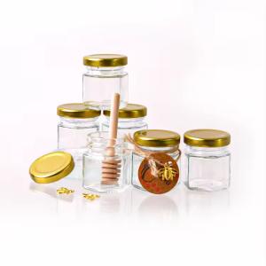 Wholesale Custom Label Hexagon Shape 100ml 180ml 380ml Honey Glass Jar For Olive Fruit Jam from china suppliers