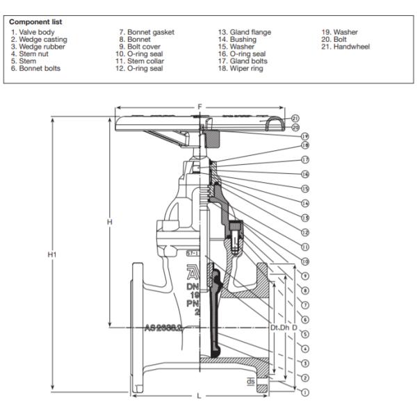 AS2129 Table D 10" Ductile Iron Gate Valve , Resilient Seated Gate Valve