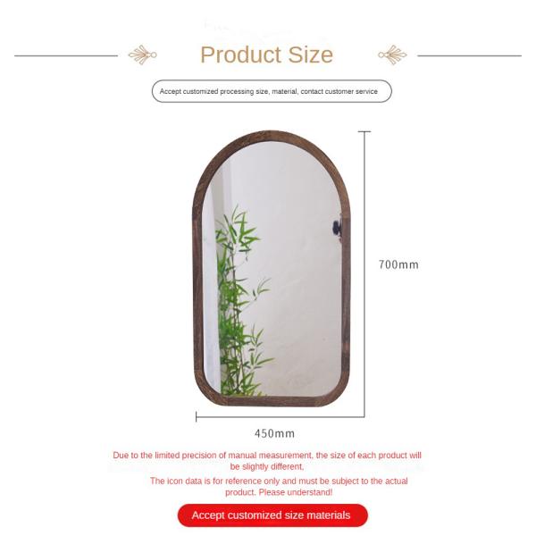Modern Arch Full Length Antique Sticker With Wood Frame Mirror for Bathroom Decor