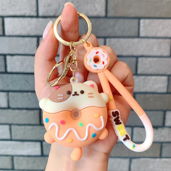 Cute Girls Silicone Key Chain with Cartoon Design Flexible and Durable