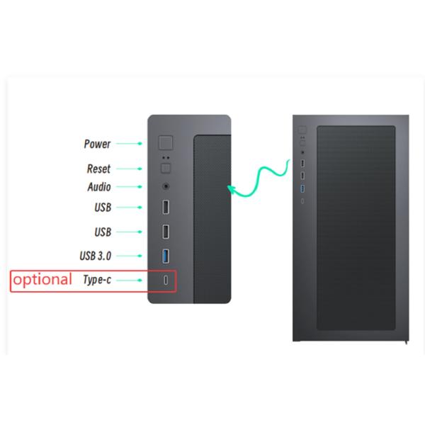 Gaming Case SPCC+ABS+Wood Structure Front Dual USB 1.0+USB 3.0+Type-C Triple Water-cooling