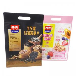 China Safety Food Packaging Laminated Pouches For Oats Aluminum Foil Bag With Punch Handle on sale