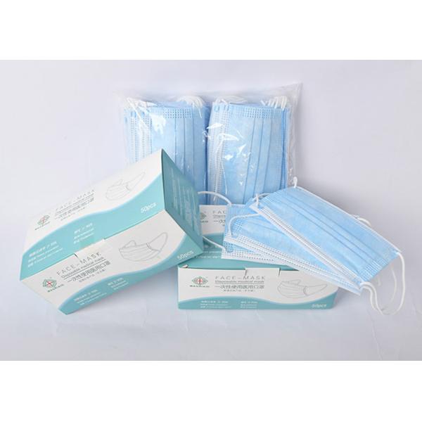 175*95mm Blue Color Disposable Earloop Face Mask 3 Layers Comfortable
