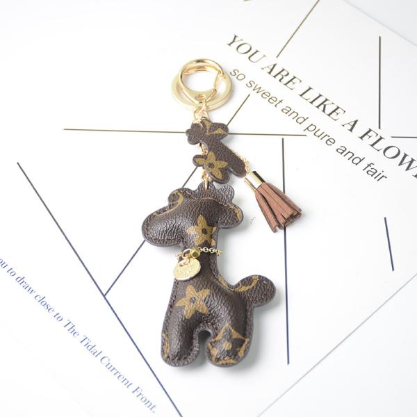 OEM Leather Teddy Bear Keychain , 65mm Cute Keychains For Women