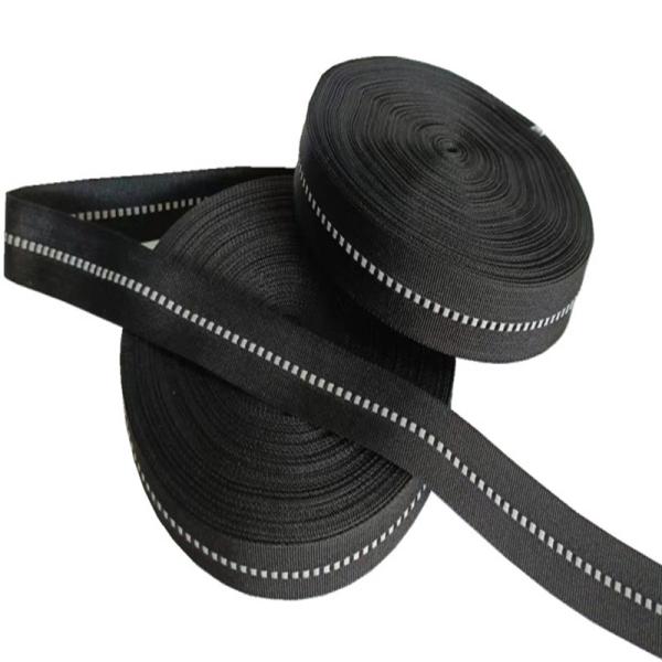 2cm Black Polyester Reflective Webbing Tape For Clothing Custom