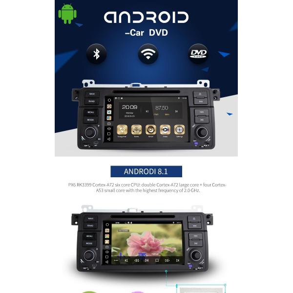 Android 8.1 PX6 BMW GPS DVD Player With AM FM MP4 MP3 Audio Player