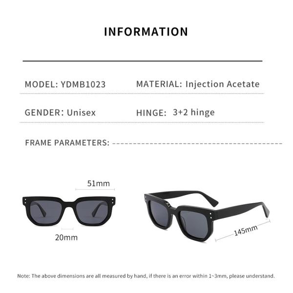 Women Men Acetate Frame Sunglasses Square Polarized Acetate Sunglasses 145 mm