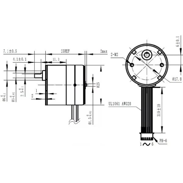 25mm Mini Stepper Gear Motor Step angle 7.5°/10 24VDC Geared Stepper Motor
