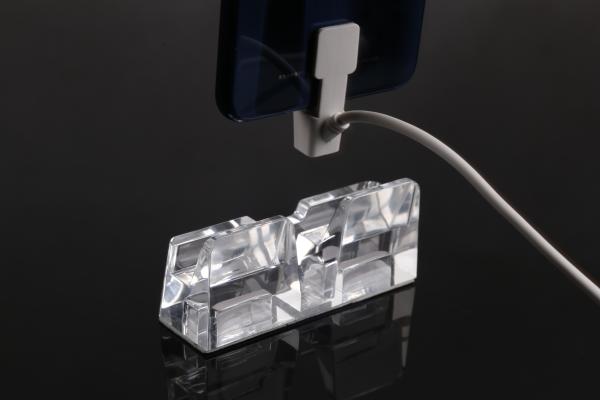 Quality COMER cell phone security acrylic counter stand with alarm function and charging cables for sale