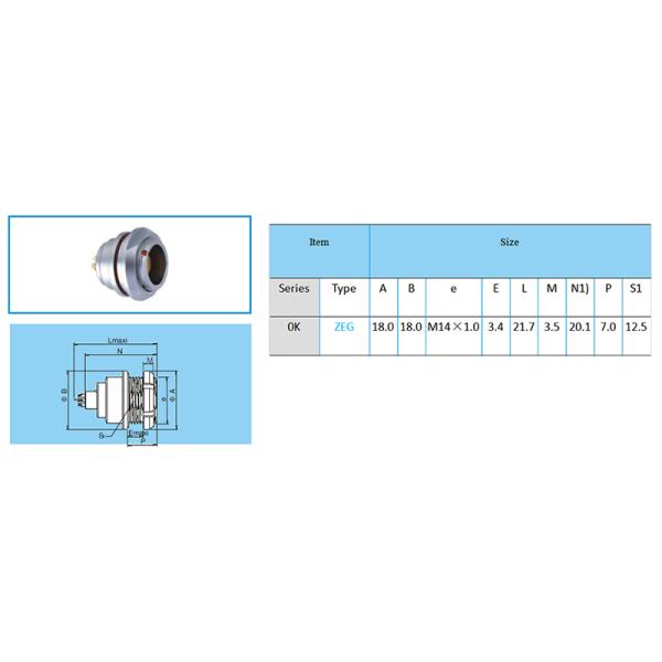 High Density Circular Connector ZEG 0K Analogues Of Lemos EEG 0K 302 CLL Receptacle