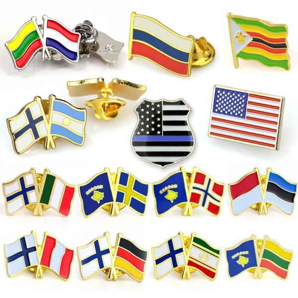 Quality Soft Enamel Metal Pin Badges Custom Country Flag Pin Badge for sale