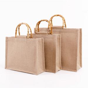 China Natural Handmade Jute Bags Tote Eco Friendly Hessian Shopping Bags on sale