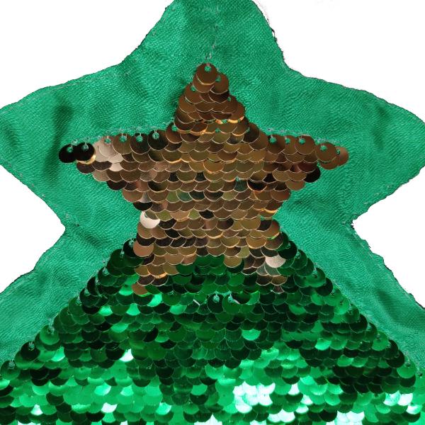 Green / Red Sequin Christmas Patches , Eco Friendly Christmas Tree Iron On Patch