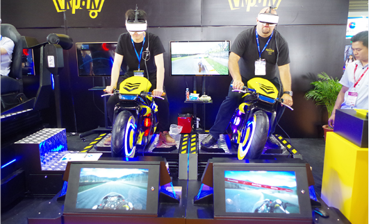 Motorbike VR Driving Simulator Fiber Glass 360 Degree Rotation For Theme Park