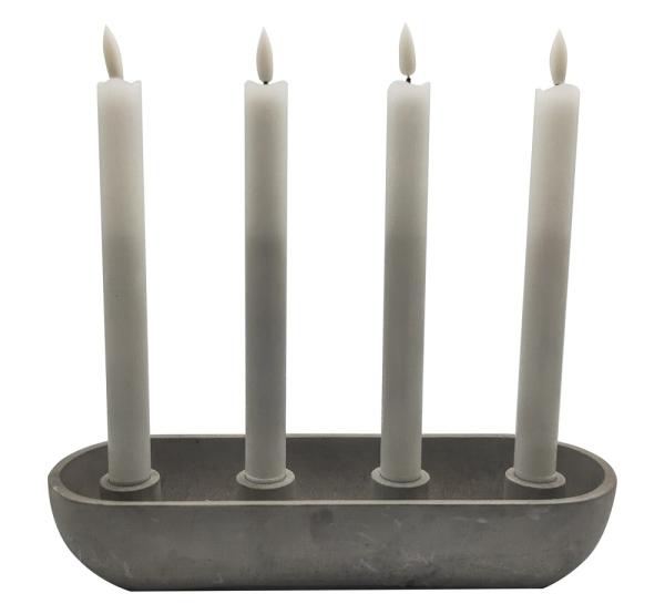 Quality Cement Candlestick 4 Taper LED Candle Set 2.4*2.4*20cm Cement Base 30*10*5.2cm for sale