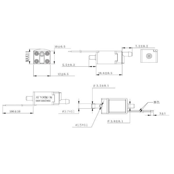 Normal Open Two Position Micro Electric Air Solenoid Valve DC 4.5V