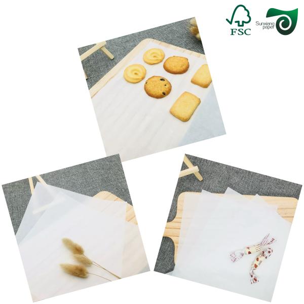 FSC 35gsm Grade 3 Food Grade White Greaseproof Paper Rolls Wrapping Paper White