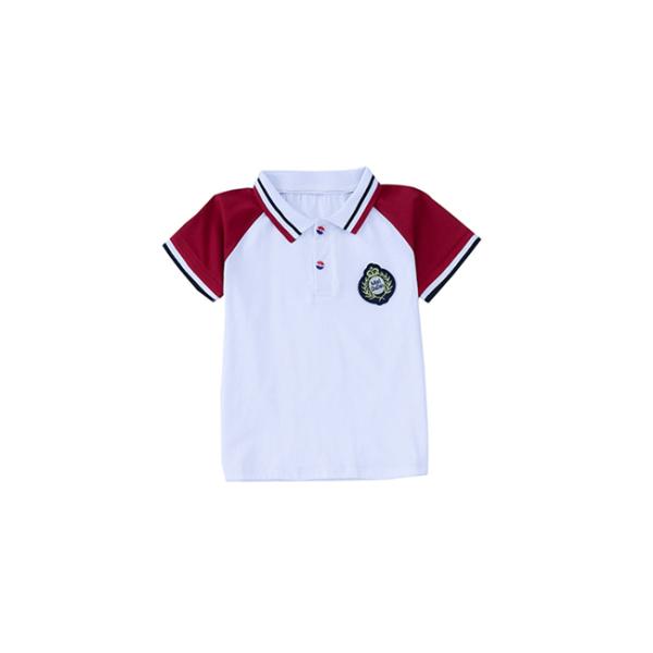 Polyester Kids School Uniforms Sets Turn - Down Collar Color Combination