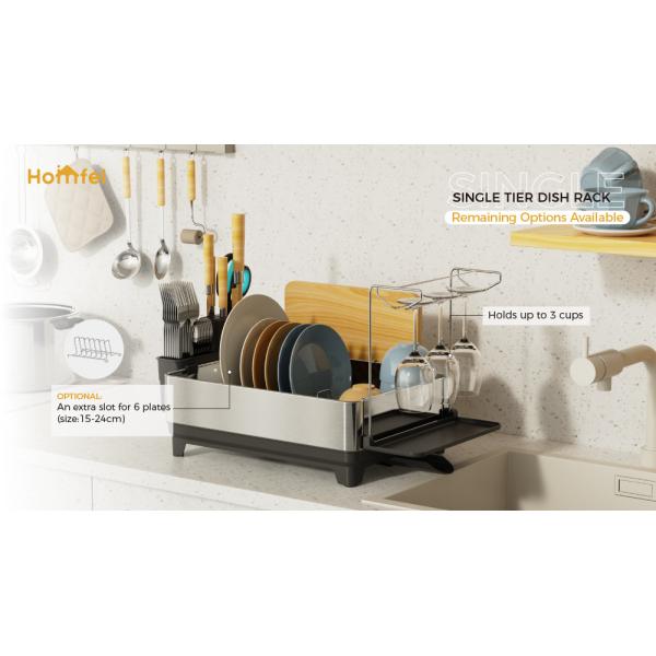 Multifunctional Kitchen Folding Dish Rack , Stainless Steel Dish Drainer and Organizer