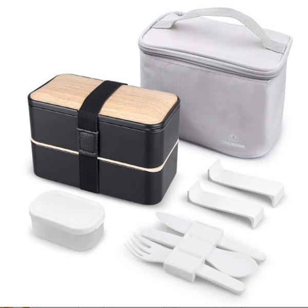2 Layers Leakproof Multi Compartment Lunch Box Containers Bamboo Bento