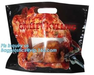 China Aluminum foil vacuum frozen roast chicken packaging bag, chicken packaging bag with punch handle, PET chicken oven bag on sale