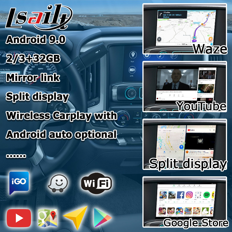 Android 9.0 navigation box for Chevrolet Silverado video interface with rearview WiFi video mirror link