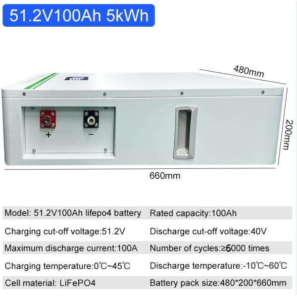 48V 51.2V Home Lifepo4 Battery 100Ah 200Ah With Smart BMS Solar Energy System