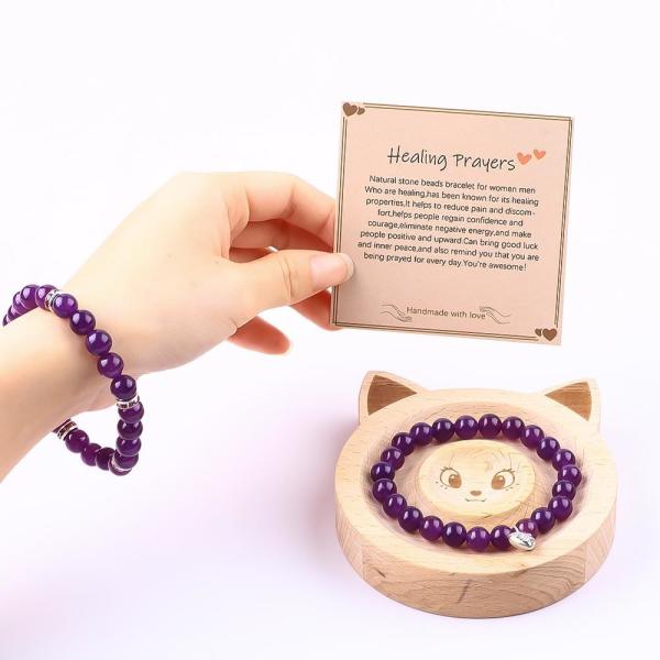 Round Shape Purple Gemstone Amethyst Bead Bracelet 4/6/8/10/12mm