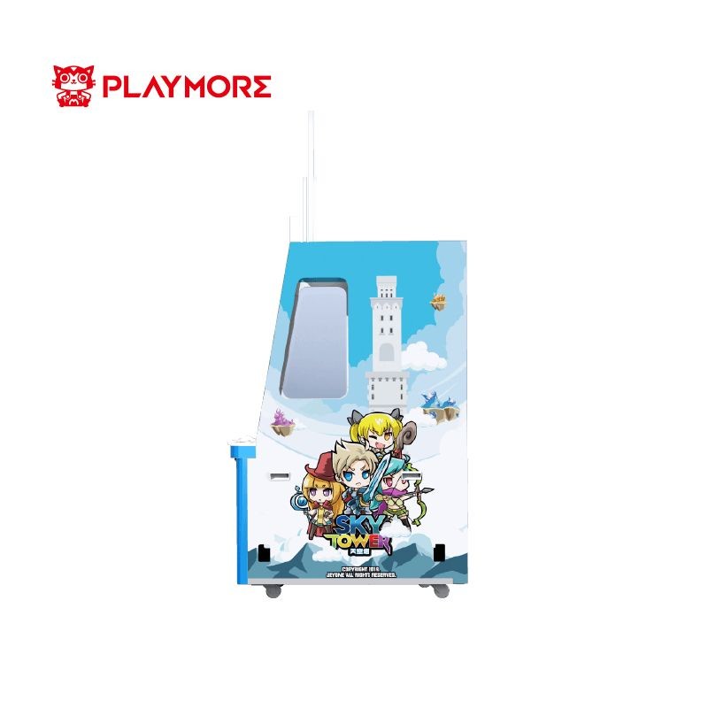 Sky Tower Lottery Mechanical Coin Pusher Machine Build Coin Tower Three Players