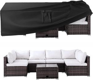 China Outdoor Waterproof Patio Furniture Covers,420D Oxford Polyester Black Rectangular Sectional Furniture Set Covers on sale