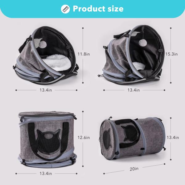 Foldable Cat Tunnel Carrier 3 In 1 Pet Carrier Handbags Round