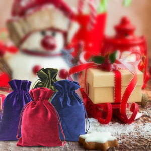 Soft velvet bags with drawstring 6x9 inch 