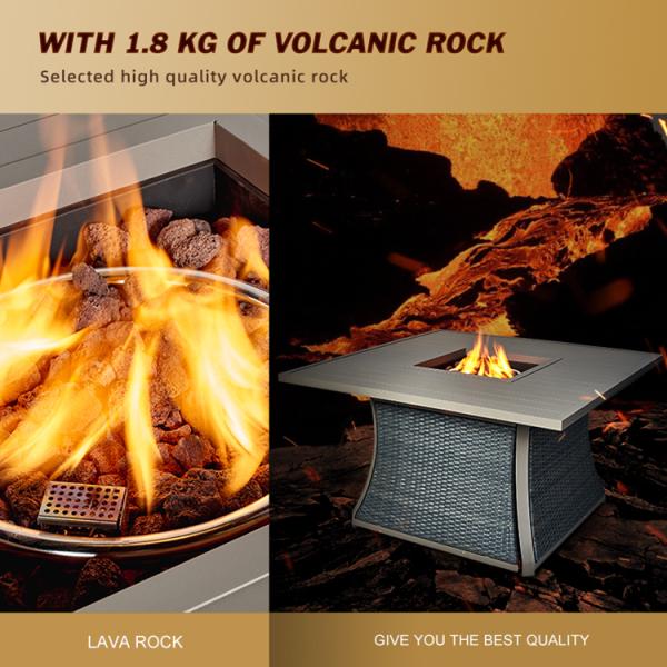 42 Inch Rattan Plaiting Rectangle Tabletop Fire Pit CE