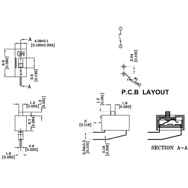 SPST Standard Slide Type Smd Rotary Dip Switch