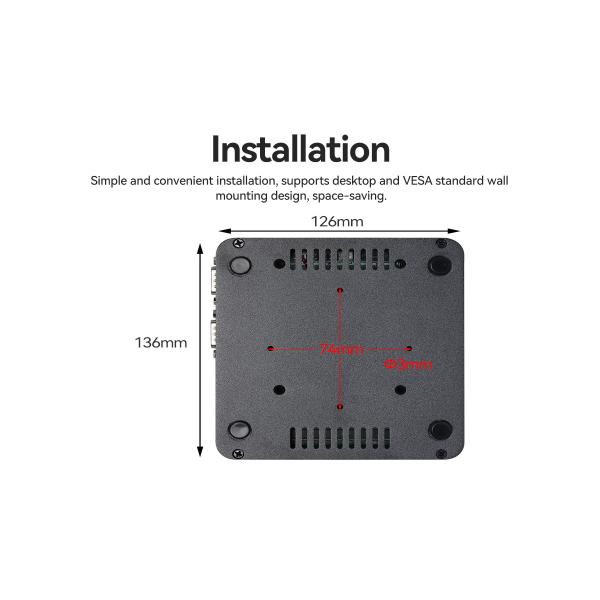 J6412 N100 Processor Mini Fanless PC DDR4 Dual LAN Dual COM RS232 Triple Display