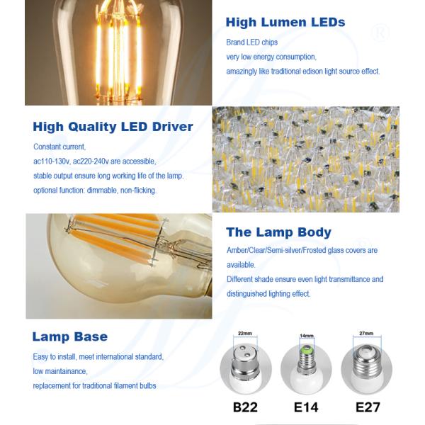wholesale led edison bulb c7 c9 c32 c35 a19 a60 g45 g80 g95 g125 g150 t25 t30 t35 t45 st45 st58 st64 oversize bulb Creative DIY Lighting in House or Yard Standard A19 LED Light Bulb 220v 230v 240v Dimming Warm White Color