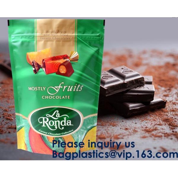 BIODEGRADABLE SUP POUCH CHOCOLATE/ ENERGY BAR PACKING MMJ CLEAR 3-SIDED SEAL WITH ZIPPER & EURO SLOT ULTRA CLEAR STAND U