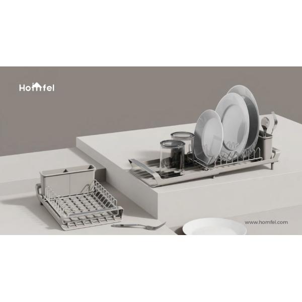 Metal Wire Utensils Holder Dish Draining Board Rack Kitchen Organization