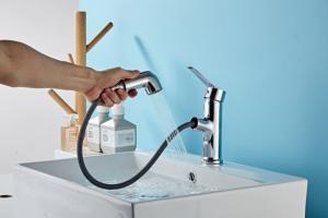 Wholesale Single Hole Silver electroplate above Counter Copper Pull Faucet from china suppliers