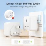 Tuya Smart Home Plug: UK Socket Travel Adapter with Type-C, 16A WiFi RF433, App