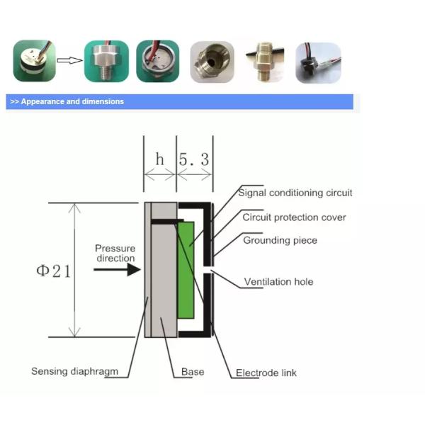 I2C Miniature Pressure Sensors , OEM Ceramic Small Pressure Transducer High Precision