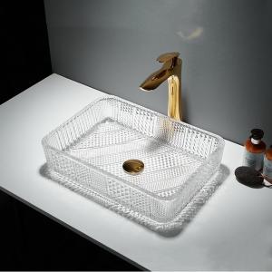 Wholesale Rectangular Glass Wash Basin Table Top 12 Inch Crystal Clear from china suppliers